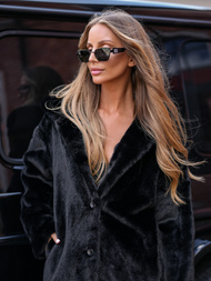 Chaqueta de invierno de piel para mujer negra OZONEE JS/11Z8250