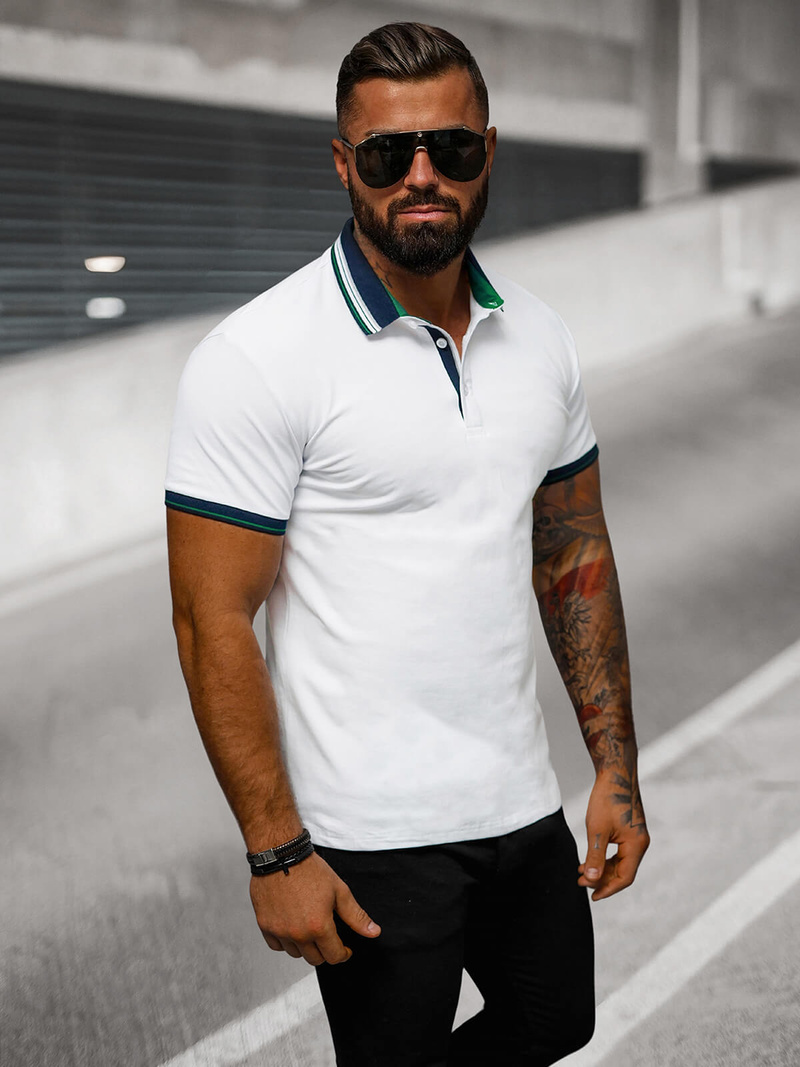 Polo de hombre blanca OZONEE O/DA729