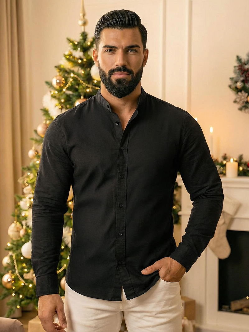 Camisa de hombre negra OZONEE O/V121Z