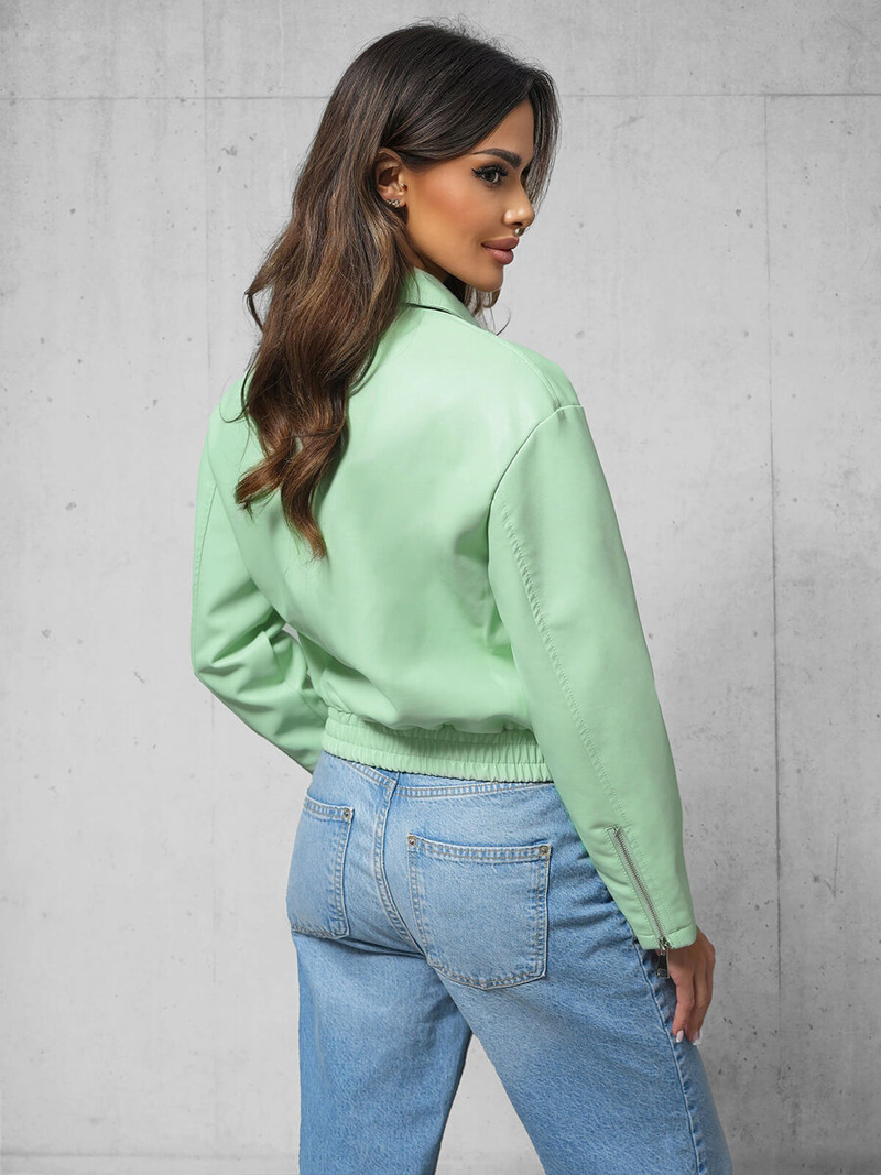Chaqueta de cuero para mujer menta OZONEE O/G116