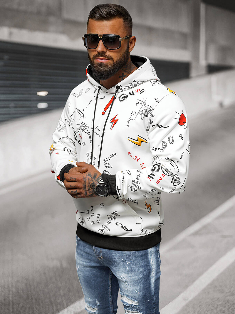 Sudadera de hombre blanca OZONEE JS/8B1223/1