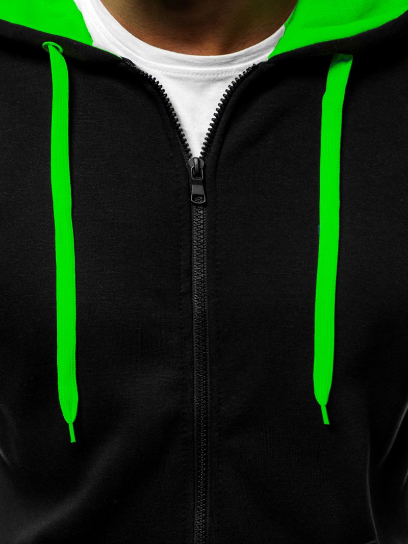 Sudadera de hombre negra-verde OZONEE JS/2013Z