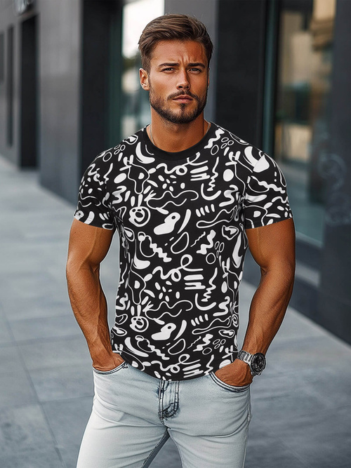 Camiseta de hombre negra OZONEE JS/8T1205/3Z