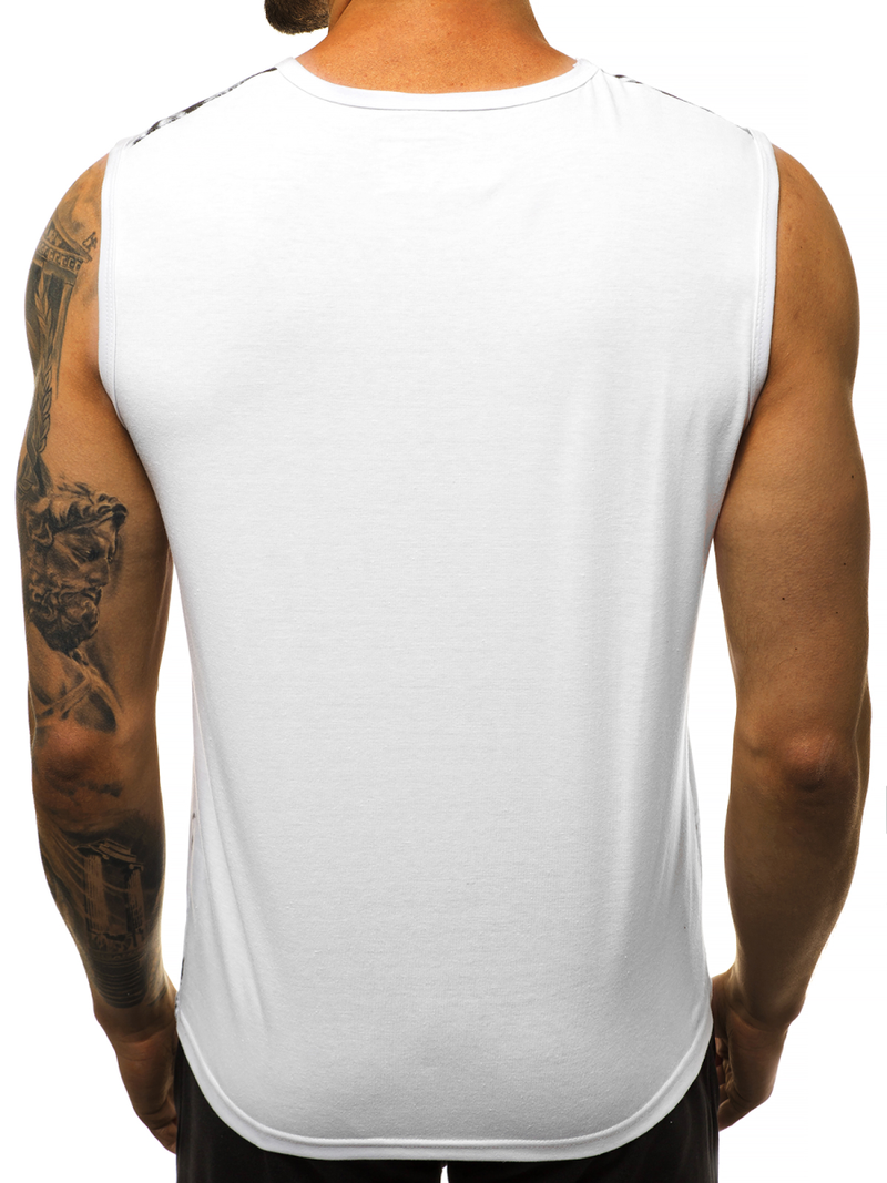 Camiseta sin mangas de hombre blanco OZONEE JS/KS2075