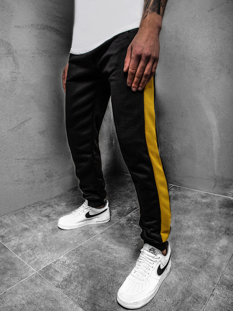 Pantalón de chándal de hombre negro amarillo OZONEE JS/JZ11003Z