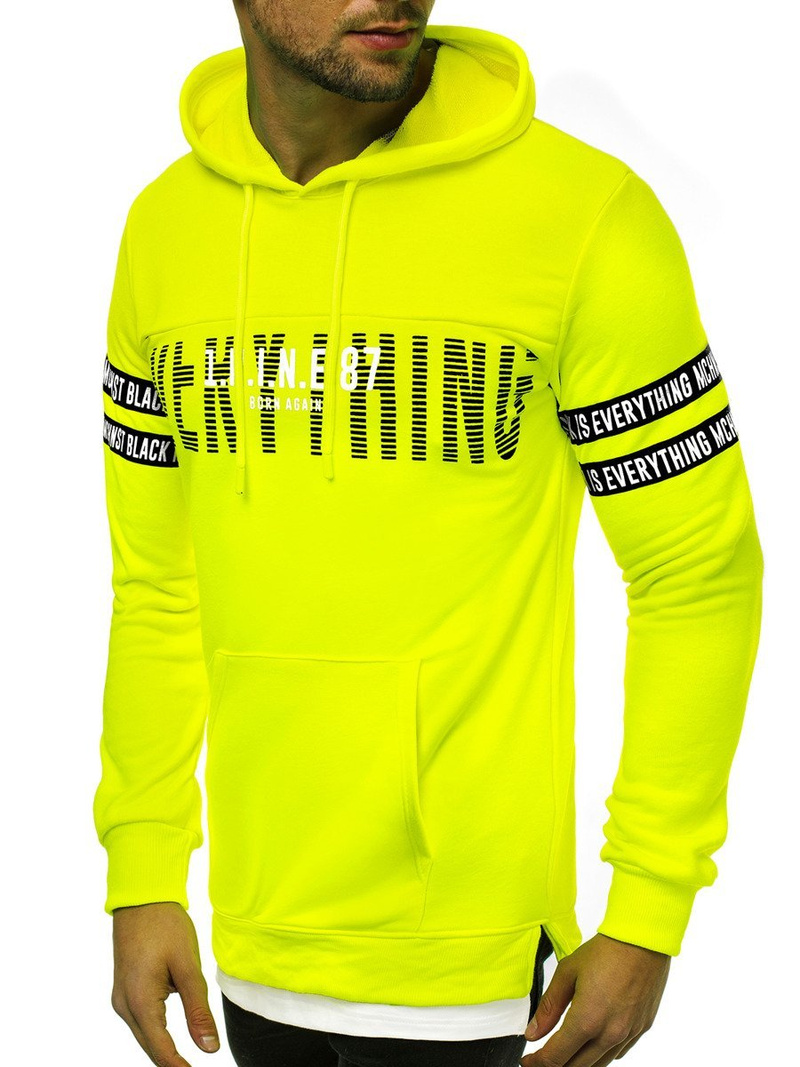 Sudadera de hombre neón amarilla OZONEE MACH/3123