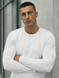 Camiseta de manga larga de hombre blanca OZONEE JS/DB71/2