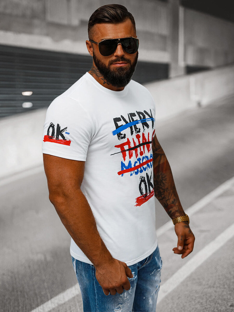 Camiseta de hombre blanca OZONEE O/8T1266/1