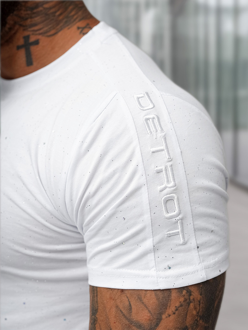 Camiseta de hombre blanco OZONEE O/QQ1388