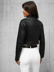 Chaqueta de cuero para mujer negra OZONEE JS/11Z8128Z