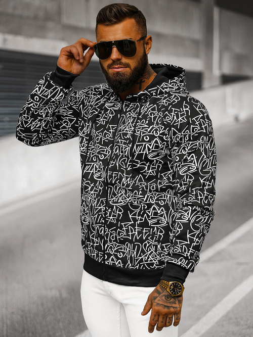 Sudadera de hombre negra OZONEE JS/8B1183/3