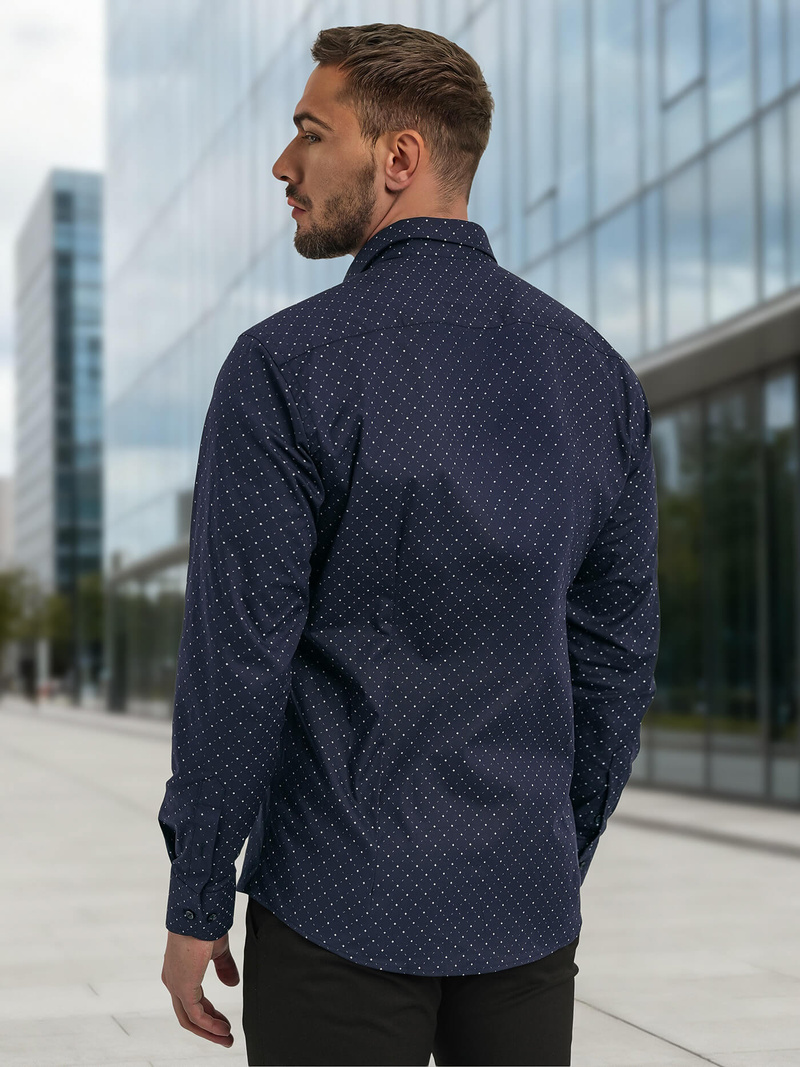 Camisa de hombre azul marino OZONEE V/V183