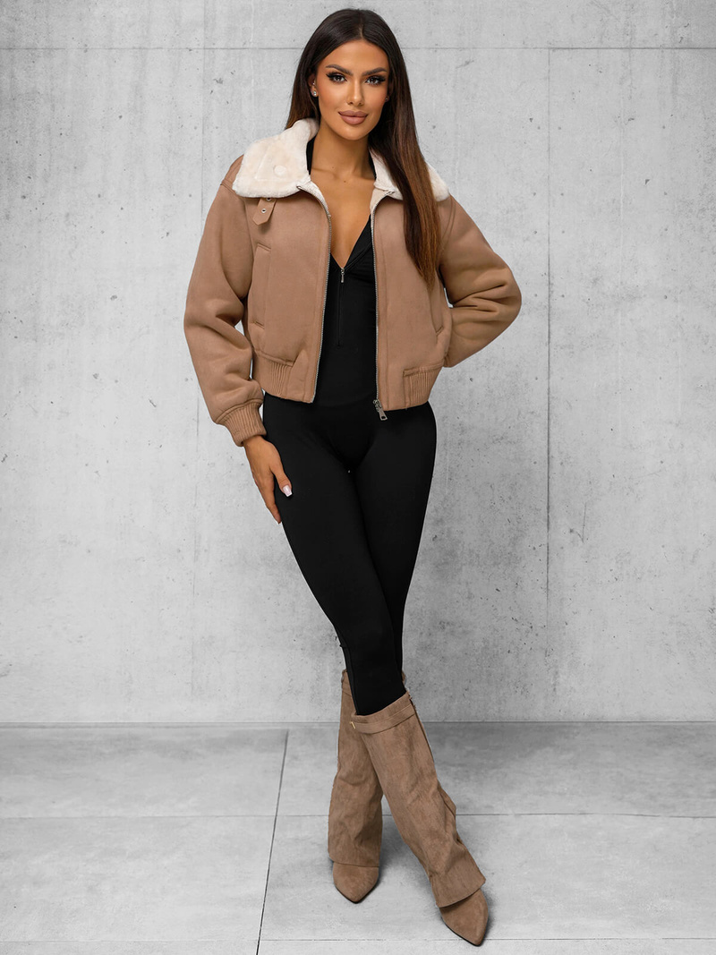 Chaqueta de mujer beige OZONEE O/81326Z