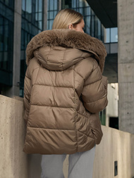 Chaqueta de mujer beige oscuro OZONEE O/16M9179/84Z