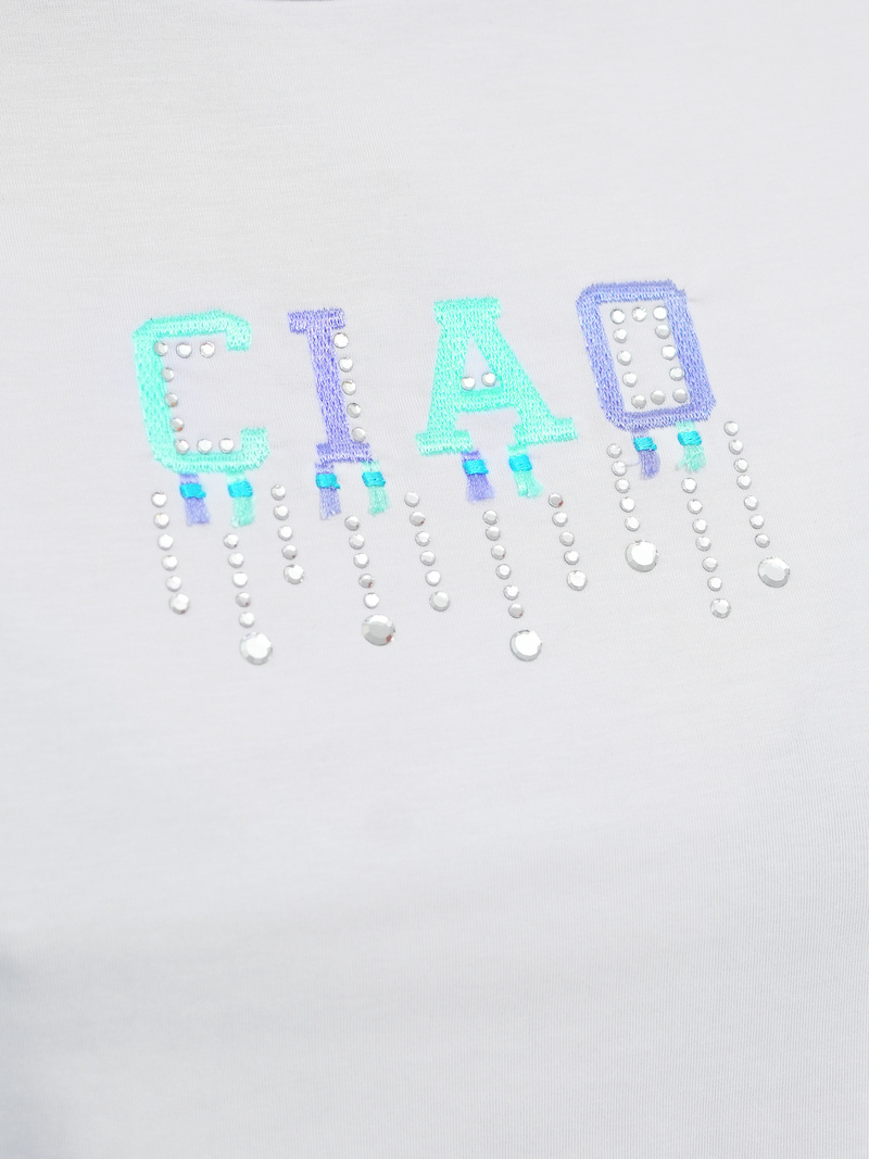 Camiseta de mujer blanco-menta OZONEE JS/RJ77542