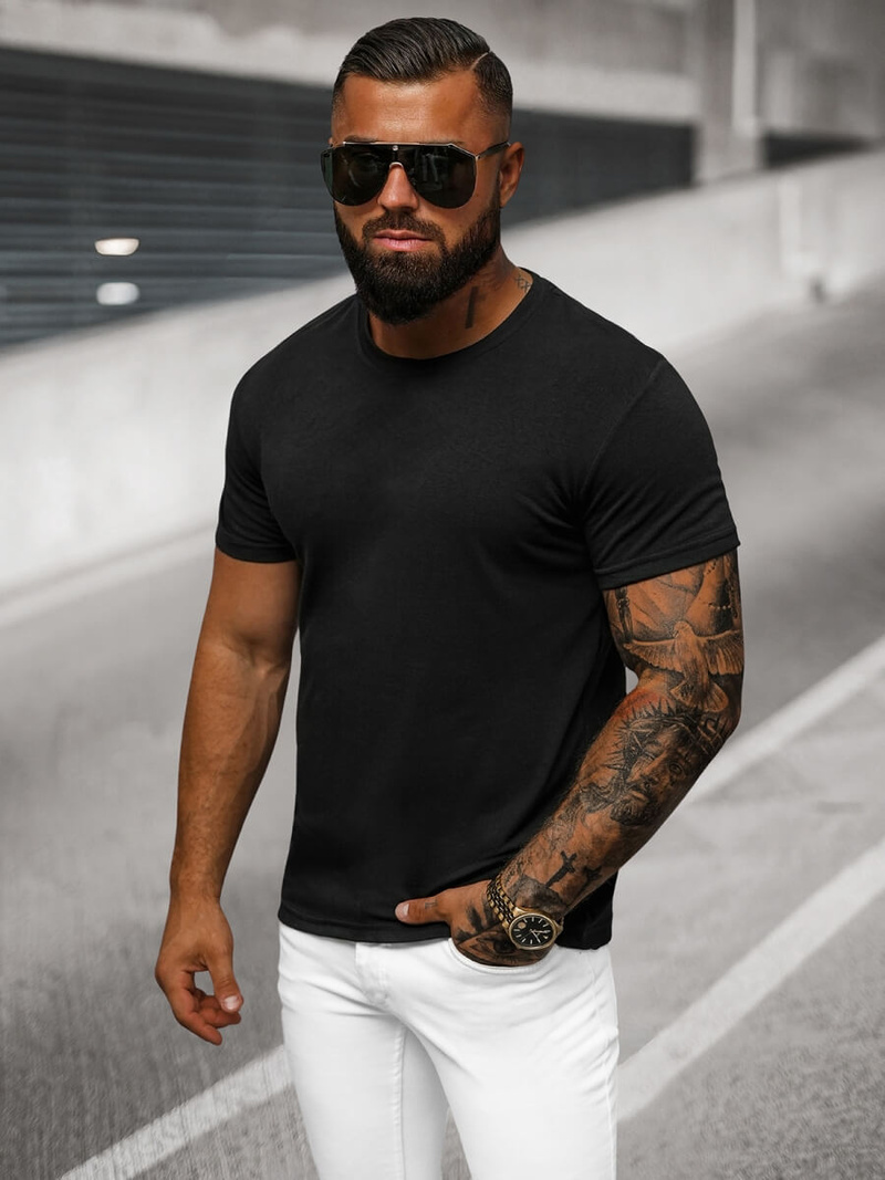 Camiseta de hombre negra OZONEE O/T1277/3