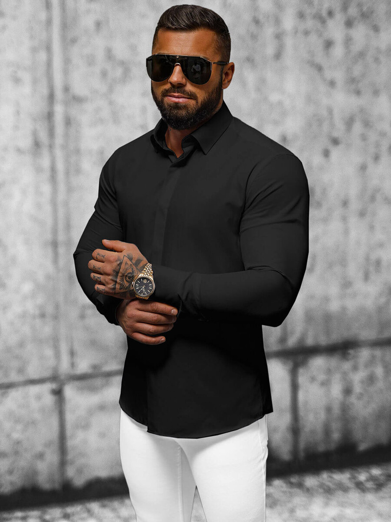 Camisa de hombre negra OZONEE O/V75