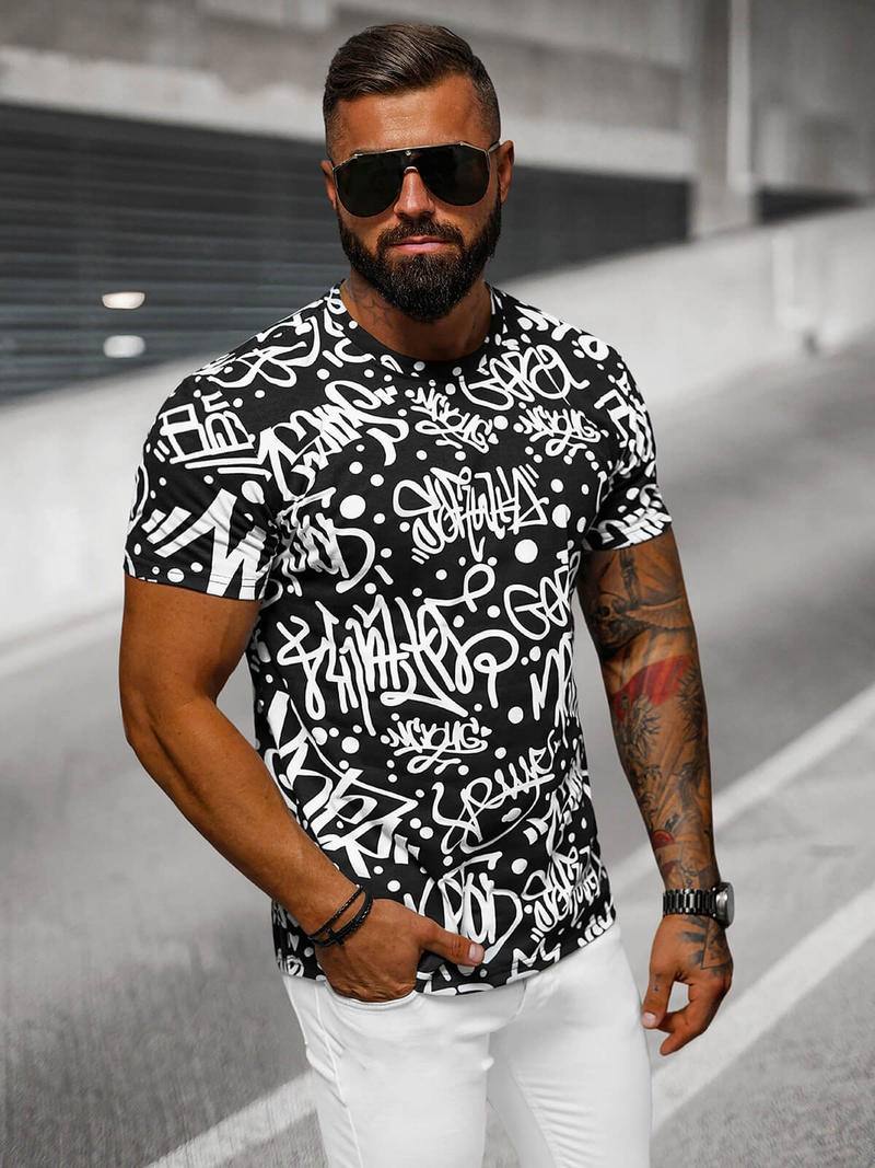 Camiseta de hombre negra OZONEE JS/8T1216/3
