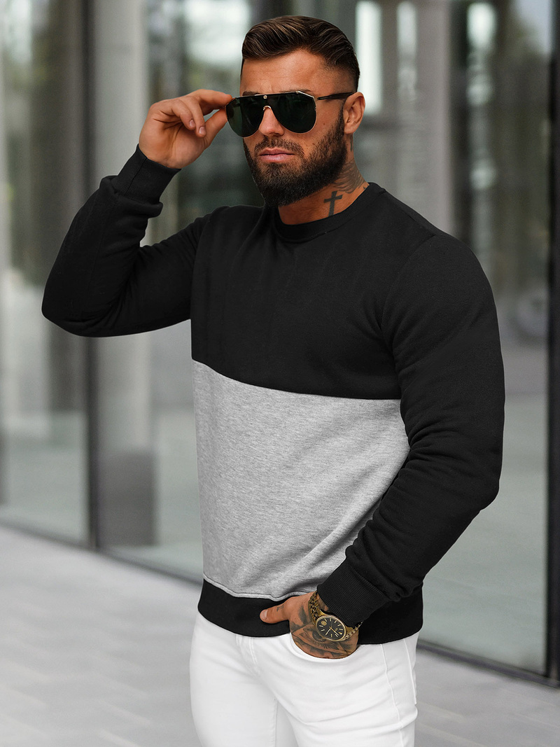 Sudadera de hombre negra OZONEE JS/8B1305/3