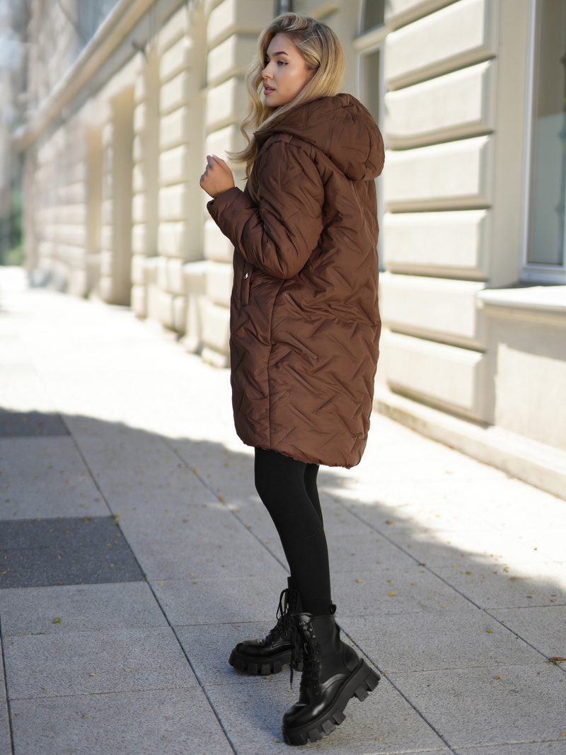 Chaqueta larga de invierno para mujer chocolate OZONEE JS/5M3352/158