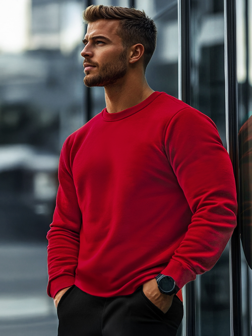 Sudadera de hombrede color rojo oscuro OZONEE JS/2001-10Z