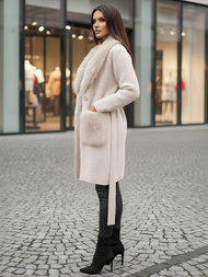 Abrigo de mujer beige OZONEE JS/53M5200/155Z