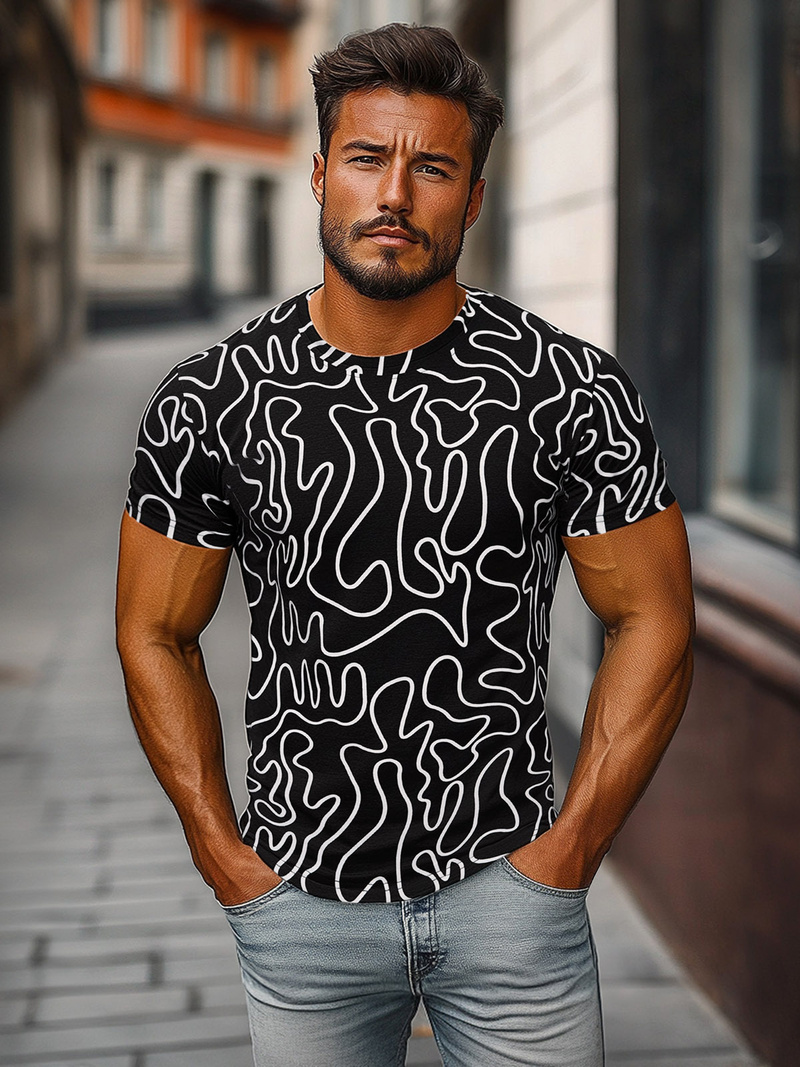 Camiseta de hombre negra OZONEE JS/8T1198/3Z