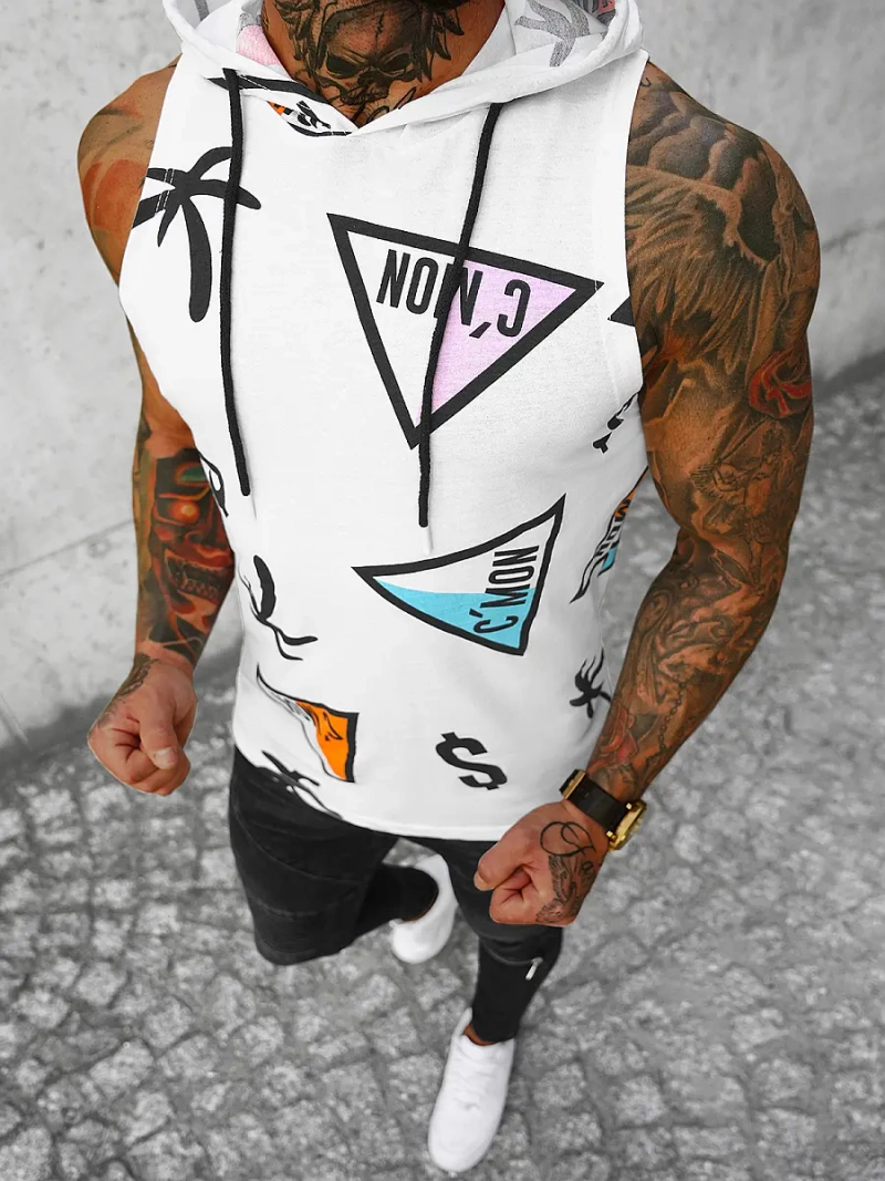 Camiseta sin mangas de hombre blanca OZONEE O/BL308Z