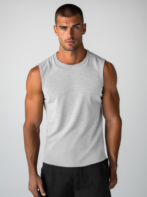 Camiseta sin mangas de hombre gris OZONEE JS/99001Z