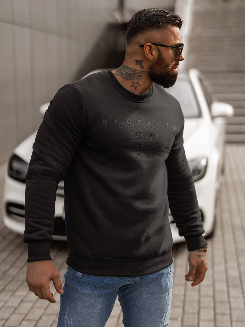 Sudadera de hombre negra OZONEE JS/8B1360/3