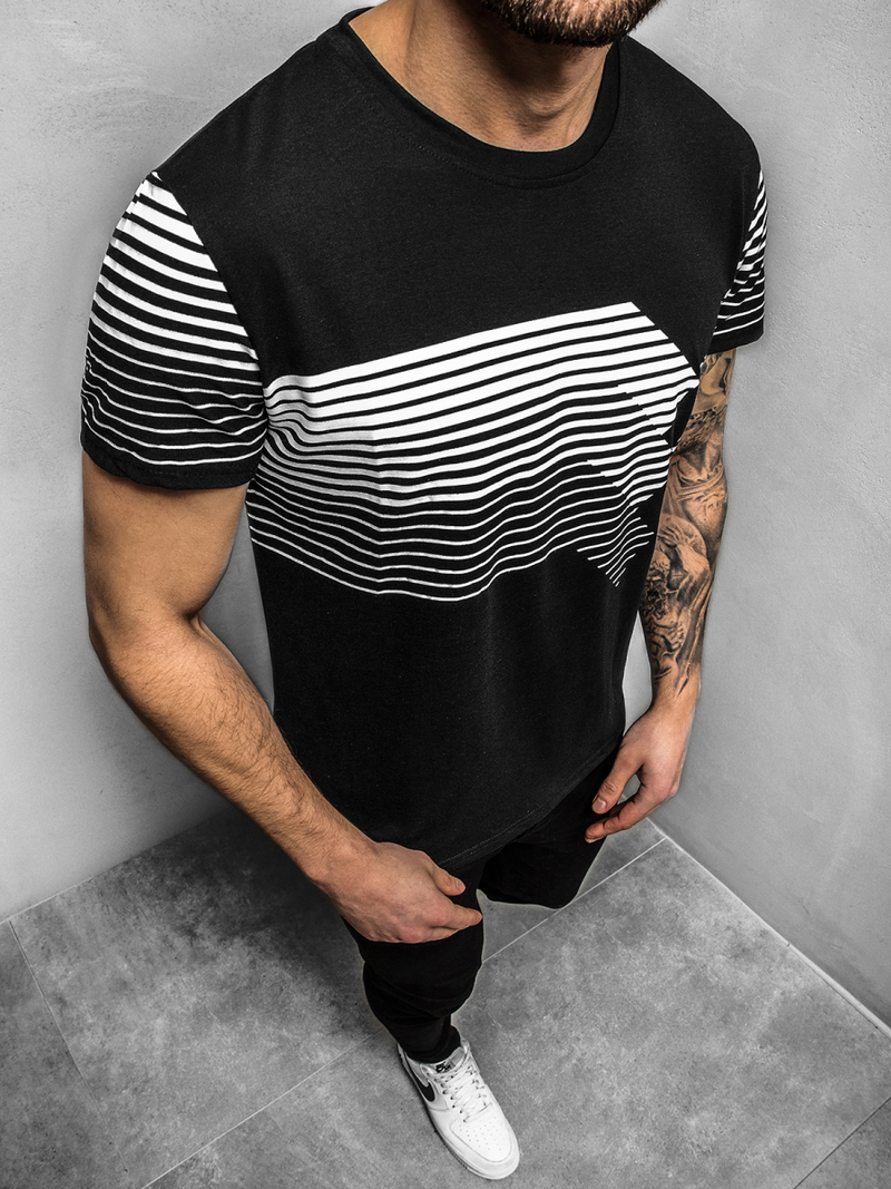 Camiseta de hombre negra OZONEE JS/KS2058Z