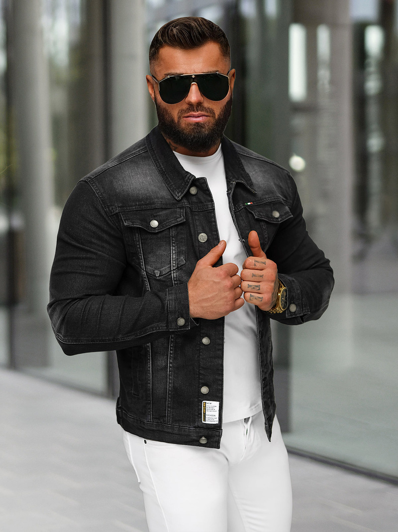Chaqueta vaquera de hombre negra OZONEE NB/MJ512N