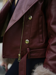 Chaqueta de cuero para mujer burdeos OZONEE JS/61M8512/6