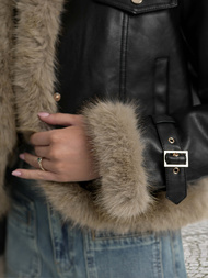 Chaqueta de cuero para mujer negra OZONEE JS/61M8517/392