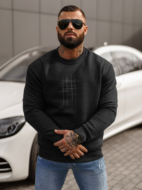 Sudadera de hombre negra OZONEE JS/8B1361/3