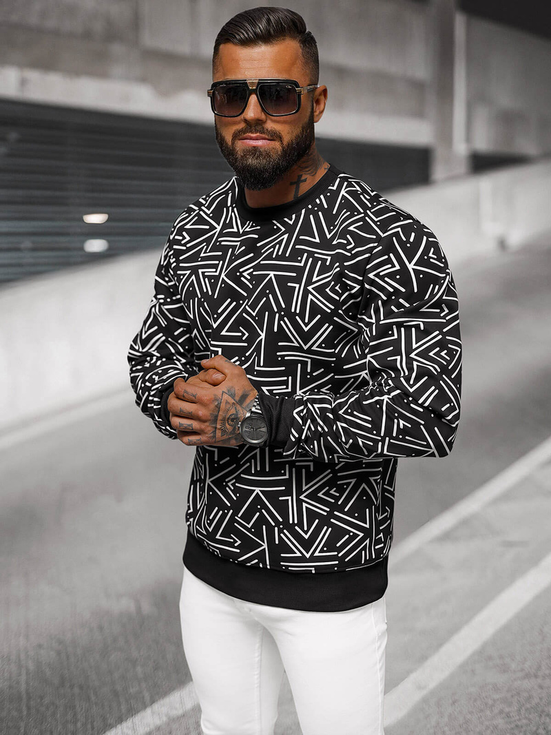 Sudadera de hombre negra OZONEE JS/8B1219/3