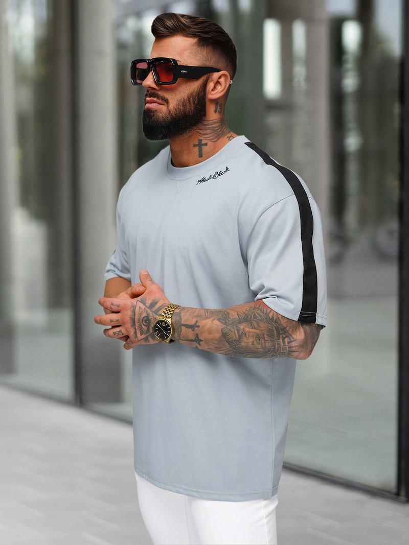 Camiseta de hombre azul claro OZONEE O/QQ1195