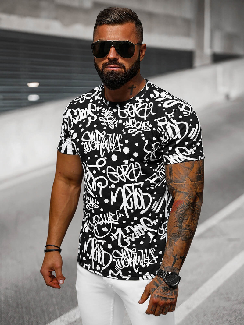 Camiseta de hombre negra OZONEE JS/8T1216/3