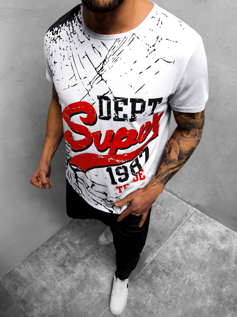 Camiseta de hombre blanca OZONEE JS/KS1942Z