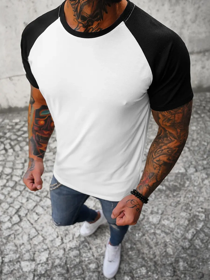 Camiseta de hombre blanco-negro OZONEE JS/8T82/1