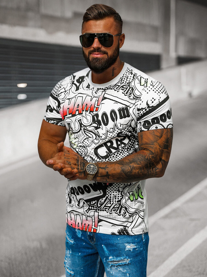 Camiseta de hombre blanco OZONEE O/T137/1