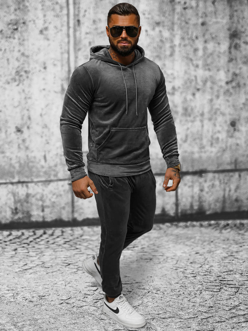 Chándal velour de hombre grafito OZONEE JS/8C1171/6