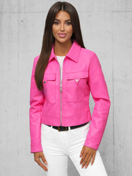Chaqueta de cuero para mujer rosa OZONEE O/G117Z