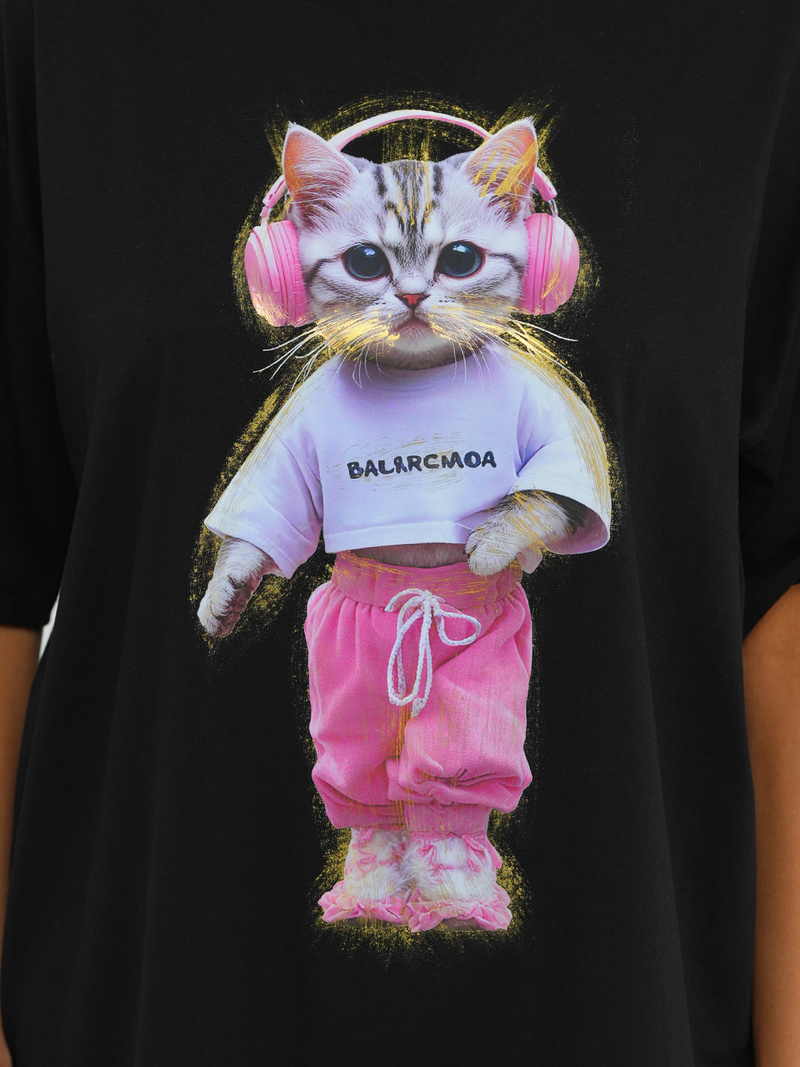 Camiseta de mujer negra OZONEE DJ77423