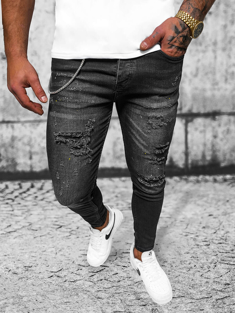 Vaqueros de hombre negras OZONEE O/MB465