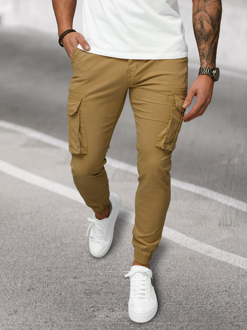 Pantalón chino jogger de hombre beige OZONEE NB/MP0202KZ