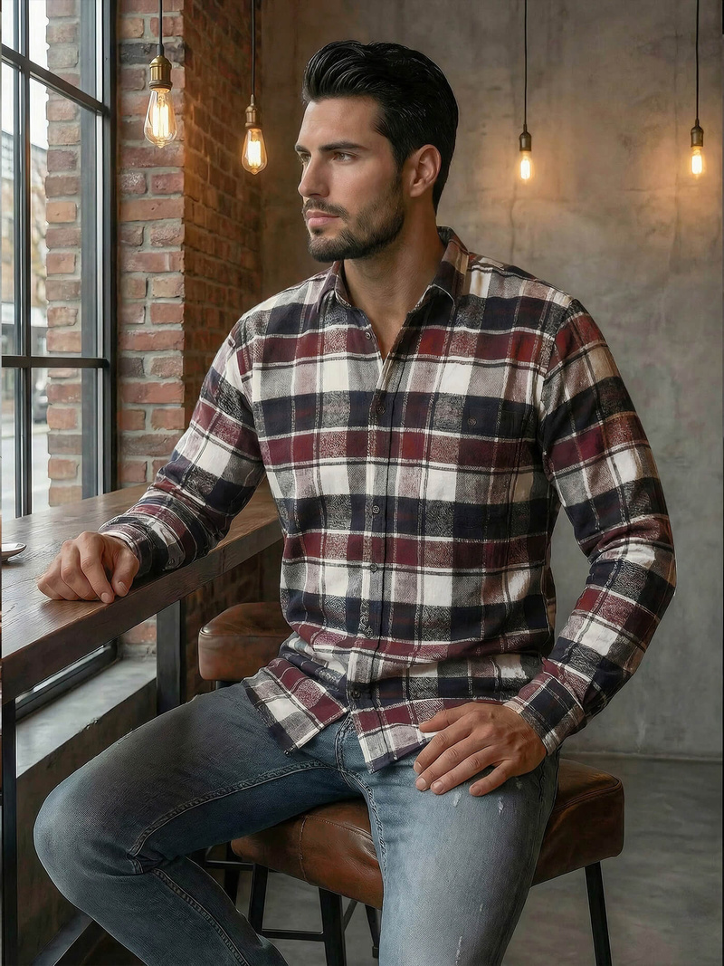 Camisa de hombre burdeos OZONEE V/V174Z