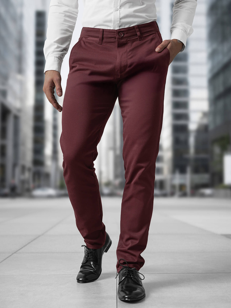 Pantalón chino de hombre burdeos OZONEE V/5100