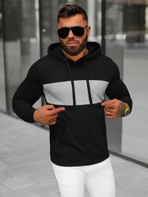 Sudadera de hombre negra OZONEE JS/8B1308/3