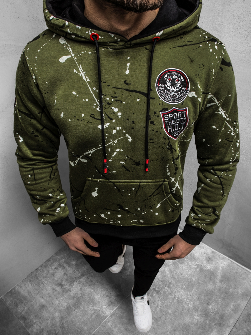 Sudadera de hombre verde OZONEE JS/DD275Z